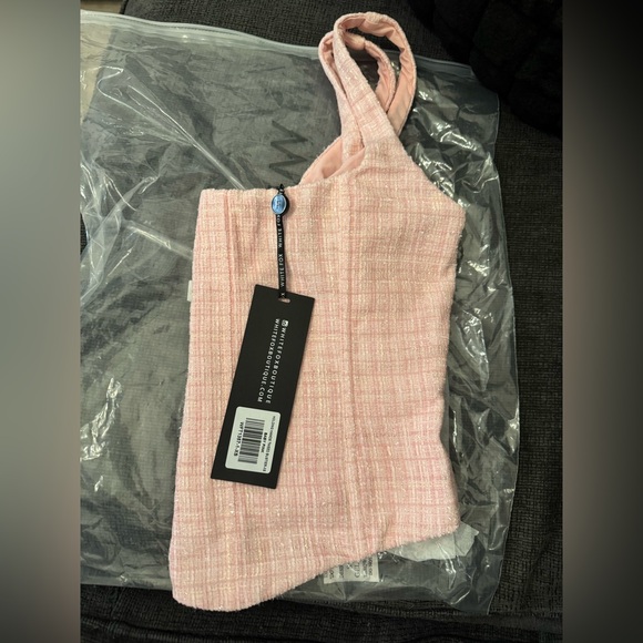 NWT White Fox Boutique Holding Hands Tweed Bustier Baby Pink Size XS - Picture 2 of 4